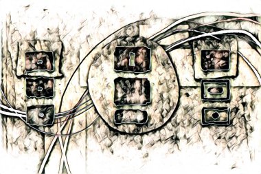 soyut renk tasarımı resim çizimi eskiz retro vintage