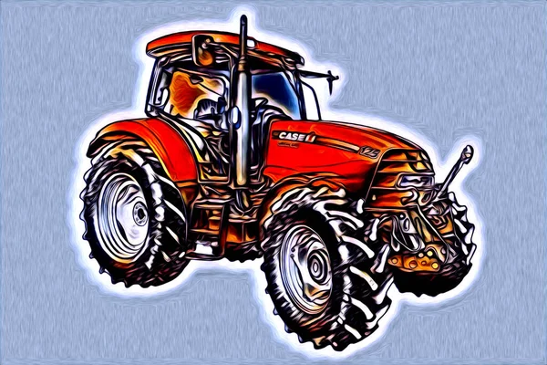 Tractor Agrícola Ilustración Color Arte Vintage Antiguo Divertido —  Fotos de Stock