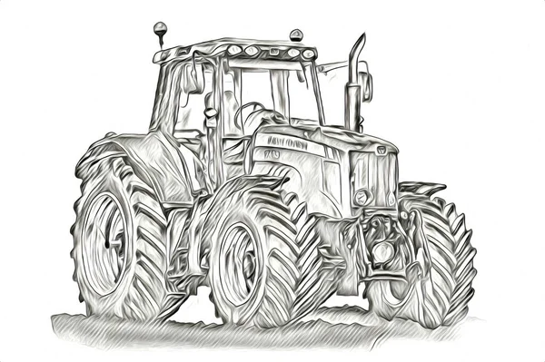 Landwirtschaftliche Traktor Illustration Farbe Kunst Jahrgang Antik Lustig — Stockfoto