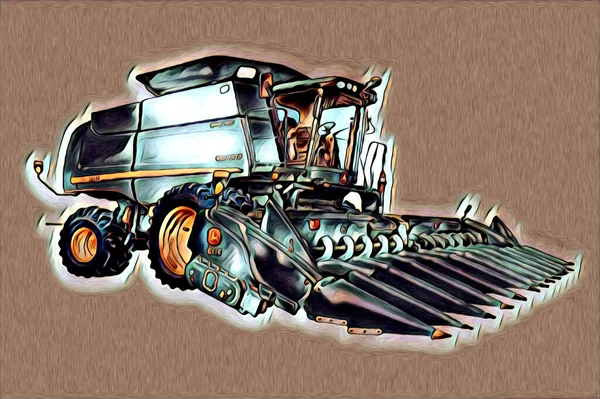 Agricultural Tractor Illustration Color Art Vintage Antique Funny — Stock Photo, Image