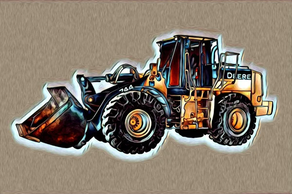Landbouw Trekker Illustratie Kleur Kunst Vintage Antiek Grappig — Stockfoto