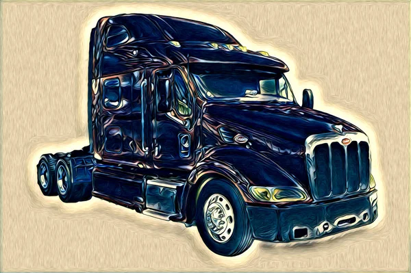 American Truck Illustration Color Isolated Art Vintage Retro — Stock Photo, Image