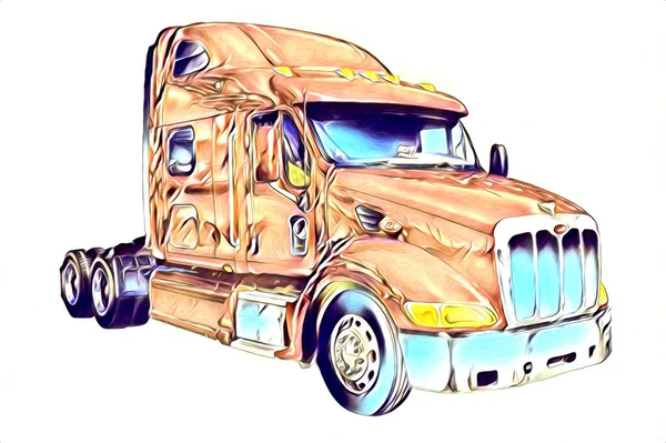 American Truck Illustration Color Isolated Art Vintage Retro – stockfoto