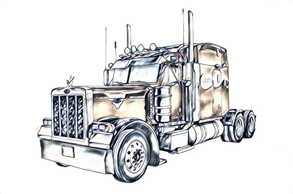 Amerikanische Lkw Illustration Farbe Isoliert Kunst Vintage Retro — Stockfoto