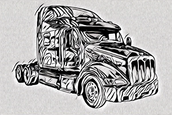 American Truck Illustration Color Isolated Art Vintage Retro — Stock Photo, Image