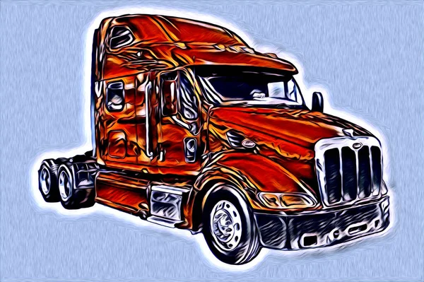 American Truck Illustration Color Isolated Art Vintage Retro – stockfoto