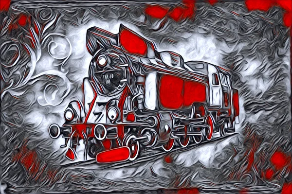 Vieille Locomotive Vapeur Rétro Illustration Vintage — Photo