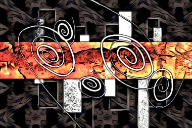 soyut renk tasarımı resim çizimi eskiz retro vintage