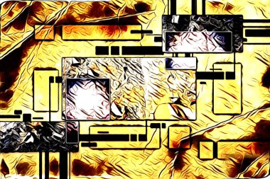 soyut renk tasarımı resim çizimi eskiz retro vintage