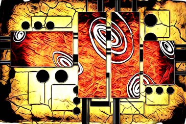 soyut renk tasarımı resim çizimi eskiz retro vintage