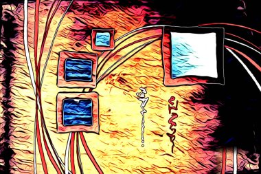 soyut renk tasarımı resim çizimi eskiz retro vintage