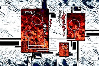 soyut renk tasarımı resim çizimi eskiz retro vintage