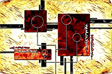 soyut renk tasarımı resim çizimi eskiz retro vintage