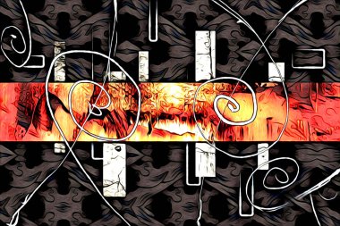 soyut renk tasarımı resim çizimi eskiz retro vintage