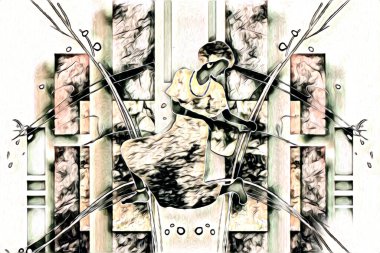 Afrikalı etnik retro vintage çizim çizimi