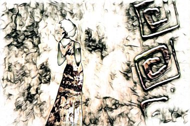 Afrikalı etnik retro vintage çizim çizimi