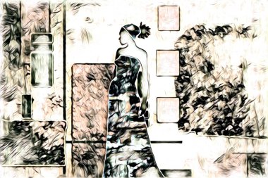 Afrikalı etnik retro vintage çizim çizimi