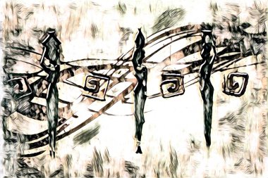 Afrikalı etnik retro vintage çizim çizimi