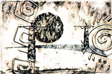 Afrikalı etnik retro vintage çizim çizimi