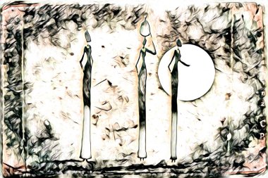 Afrikalı etnik retro vintage çizim çizimi