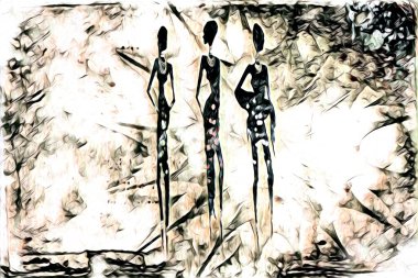 Afrikalı etnik retro vintage çizim çizimi