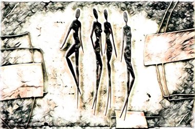 Afrikalı etnik retro vintage çizim çizimi