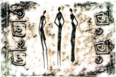 Afrikalı etnik retro vintage çizim çizimi