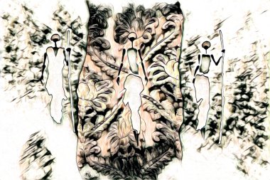 Afrikalı etnik retro vintage çizim çizimi