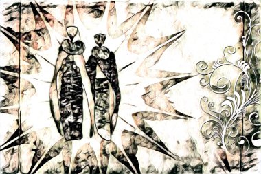 Afrikalı etnik retro vintage çizim çizimi