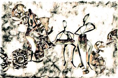 Afrikalı etnik retro vintage çizim çizimi