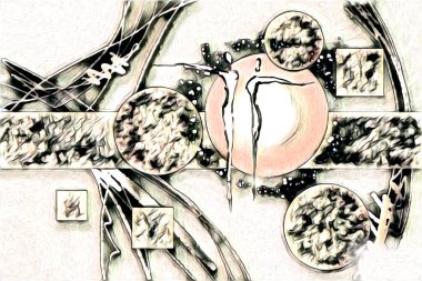 Afrikalı etnik retro vintage çizim çizimi