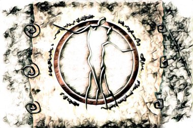 Afrikalı etnik retro vintage çizim çizimi