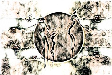 Afrikalı etnik retro vintage çizim çizimi