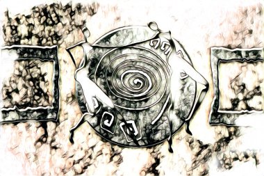 Afrikalı etnik retro vintage çizim çizimi