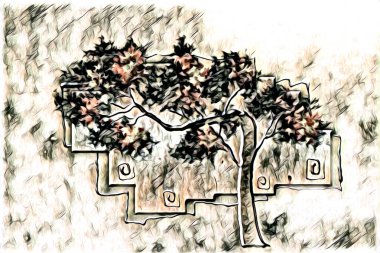 Afrikalı etnik retro vintage çizim çizimi