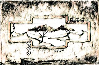 Afrikalı etnik retro vintage çizim çizimi