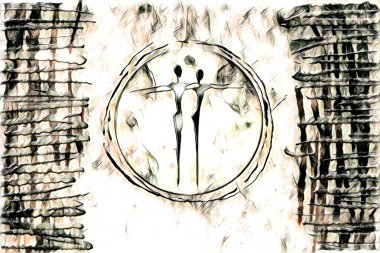 Afrikalı etnik retro vintage çizim çizimi