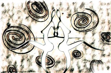 Afrikalı etnik retro vintage çizim çizimi