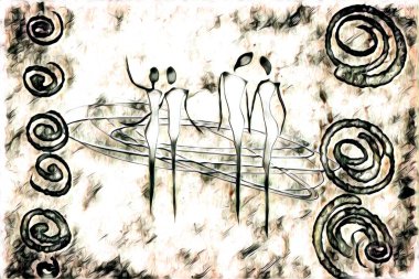 Afrikalı etnik retro vintage çizim çizimi