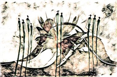 Afrikalı etnik retro vintage çizim çizimi