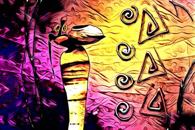 Afrikalı etnik retro vintage çizim çizimi