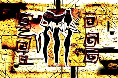 Afrikalı etnik retro vintage çizim çizimi