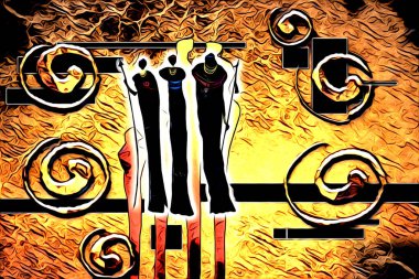 Afrikalı etnik retro vintage çizim çizimi