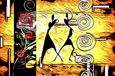 Afrikalı etnik retro vintage çizim çizimi