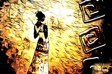 Afrikalı etnik retro vintage çizim çizimi