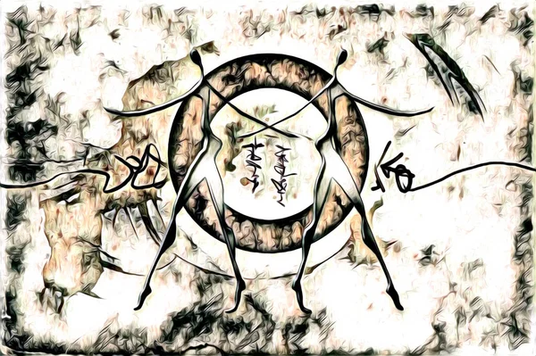 Afrikalı etnik retro vintage çizim çizimi