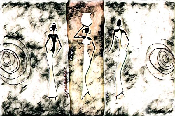 Afrikalı etnik retro vintage çizim çizimi