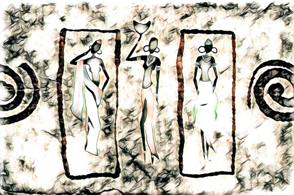 Afrikalı etnik retro vintage çizim çizimi