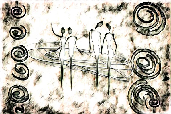 Afrikalı etnik retro vintage çizim çizimi