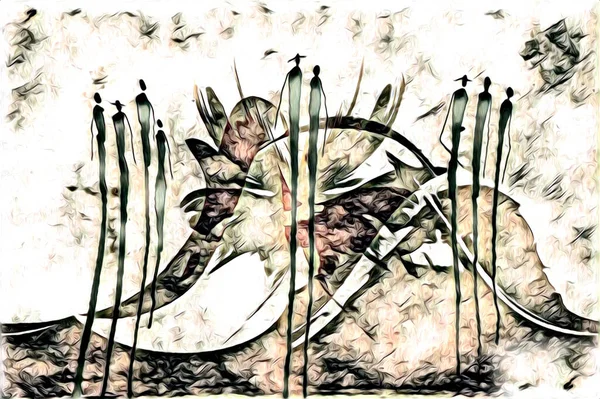 Afrikalı etnik retro vintage çizim çizimi